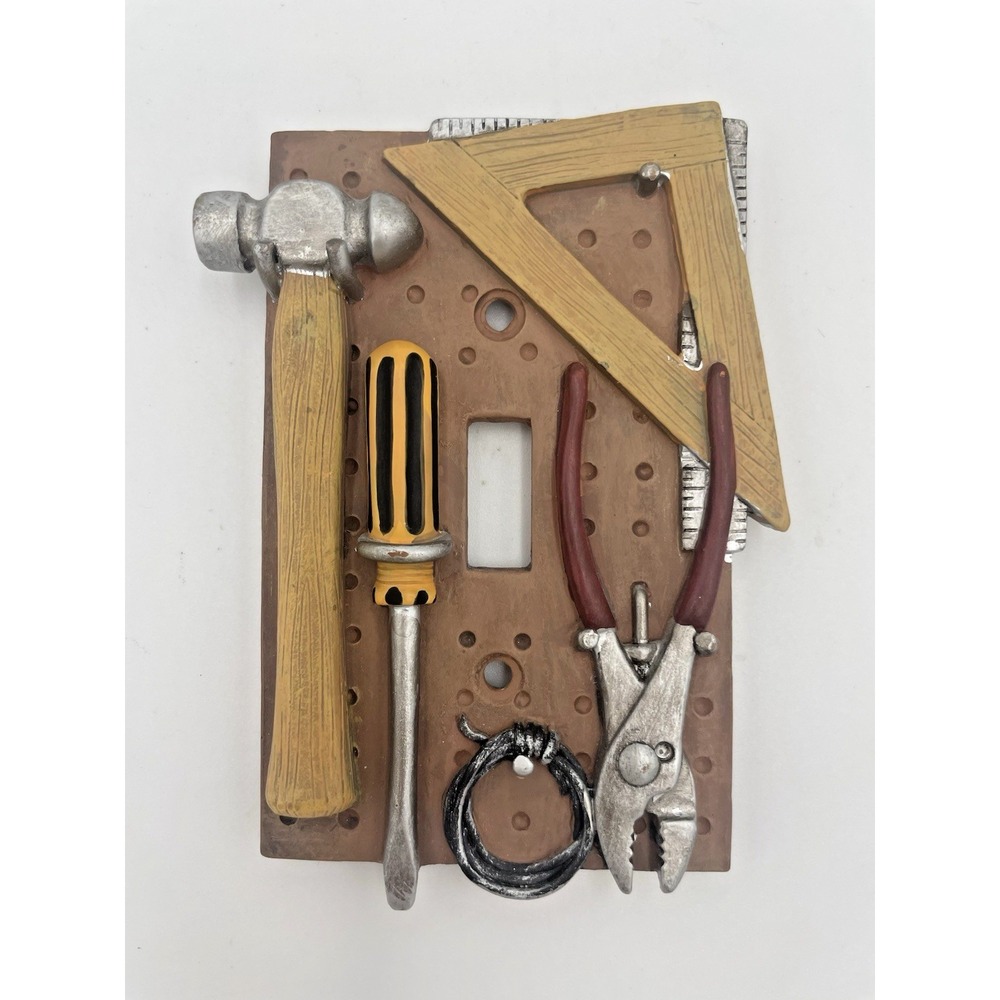 Vintage Resin Figural Tools Single Light Switch Plate Cover Work Shop Unbranded
